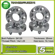 4PCS 5 stud Wheel Spacers 5X120 CB=74.1mm For BMW X5 X6 E70 2010-18 14x1.25 25mm (for: BMW)