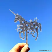 Acrylic Grey Glitter Silhouette Unicorn Cake Topper