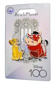 Disney Parks Platinum 100 Years of Wonder Lion King Simba & Pumbaa Pin Set