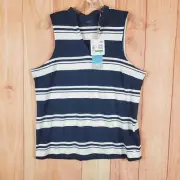 Puma Cloudspun Valley Womens Polo Shirt Large Blue White Striped Sleeveless Golf
