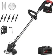 Cordless String Trimmer, 48V Electric Weed Wacker Battery Operated with 3 Types Cutting Blade, Portable Weed Trimmer/Lawn Edger/Mini-Mower Weeder for Lawn Garden Pruning/Trimming