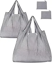 KINGMAS Reusable Grocery Bags, Eco-Friendly Folding Tote Shopping Bag fits in Pocket, Washable Waterproof Nylon Pouch Bags