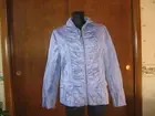 CHICO'S Light Blue Shiny JACKET TOP sz 2 M Flap Pockets full zipper lined
