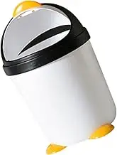 SHINEOFI Penguin Swing Lid Trash Can for Kids, Plastic Waste Bin Trash Can Cute Bathroom Trash Bucket for Bedroom Office Car Kitchen