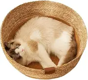 Wicker Cat Bed, Cat Basket Bed, Rattan Pet Bed, Cat Bed Basket Nest, Cat Scratching Board Wicker Dog Bed, Cozy Kitten Bed for Indoor Cats Kitten Rabbits Small Pets Sleeping Resting Playing