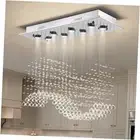 8-Light Rectangular Flush Mount Crystal Chandelier Modern Chrome K9 Crystal