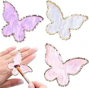 3Pcs Nail Art Palette, Butterfly Shaped Resin Nail Art Palette with Adjustable Finger Rings, Practical Color Mixing Nail Polish Palette for Professionals, Nail Salons