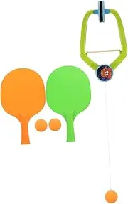 POPETPOP Indoor Adjustable Table Tennis Trainer for Hangable Pong Training Device for Skill Development and Parent Bonding Versatile Indoor Practice Tool with Paddles Balls