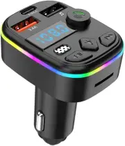 Car Bluetooth FM Transmitter with 1.8" Display, BT 5.3, Car MP3 Player, Dual ...