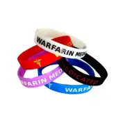 5x WARFARIN Medicated Wristband MEDICAL AWARENESS ALERT BRACELET Glow in Dark