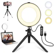 2 in 1 LED 6" Ring Light with Tripod Stand & Clamp for YouTube Video and Make...