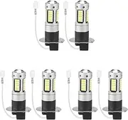 Mellisso 6Pcs H3 Super Bright LED Fog Driving DRL Light Bulbs Kit 6000K White