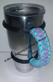 Paracord Handle for 40oz,30oz or 20oz, Yeti,RTIC,& Ozark Cotton CANDY TURQUOISE