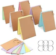 Ztowoto 6-Packs Colored Index Cards with 6 Binder Rings,300pcs Flash Cards Kraft Paper Cover,12.8x7.8cm Blank Cards for Notes,Language Learning,Revision for Student,Home and Office(6 Colour