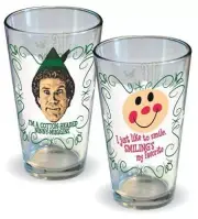 ELF THE MOVIE Christmas HOLIDAY Set of 2 Drinking PINT Glasses WILL FERRELL