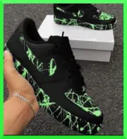 Custom Air Force 1 Green Mint Splatter Black Low/Air Force Custom Sneaker IN BOX