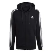 adidas Mens 3 Stripes Full Zip Hoodie - Black