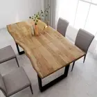 Stylish Dining Table 180cm Solid Acacia Wood Top Steel Legs Rustic Furniture