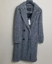 BCBGMAXAZRIA Houndstooth Double Breasted Coat -XXS - Black & White New with Tag