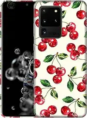 for Samsung Galaxy S20 Ultra 5G, Samsung S20 Ultra Case - Cherry Watercolor Pattern Printed Slim & Sleek Cute Plastic Protective Designer Back Phone Case/Cover for Galaxy S20 Ultra 5G