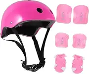 ARTSEWPLY 1Set Skating Protective Gear with Helmet Knee Pads Elbow Pads Wrist Guards Lightweight Breathable Safety Pads for Roller Skating Scooter Cycling Activities