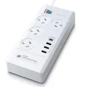 Sansai PAD-8044 4 Outlet Powerboard with USB-A & USB-C Master On / Off Switch - Surge & Overload Protected - 5W USB-A - 20W USB-C - 1m Lead - Right Angle Power Plug [PAD-8044]