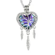 Cremation Jewelry Dream Catcher Heart Urn Necklaces for Ashes Feather Keepsak...
