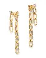 Zoe Chicco 14K Yellow Gold Prong Diamonds Diamond Chain Link Front to Back Drop Earrings