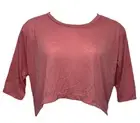 Eye Candy Women Size L Pullover Hi-Lo Hem 3/4 Sleeve Crop Top Mauve Lace Detail