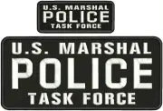 U.S. MARSHAL P TASK FORCE EMB PATCH 4.75X11 AND 2X5 VELCR@ ON BACK WHITE ON BLK
