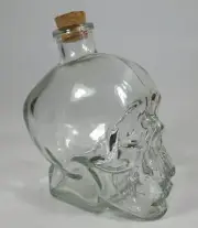 Original Skull Glass Decanter Bottle for Whiskey / Cognac with Cork.