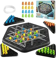 Chain Triangle Chess Game, IGGDOQI Triggle Board Game, Rubber Band Game, Triangle Chain Interactive Game, Geometric Chess Game for Family Game Night, 2-4 Players for Kids and Adults