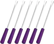 TIDTALEO 6pcs Stainless Steel Fruit Forks Dipping Tool Set Reusable BBQ Corn Holders Metal Skewers Portable Grill Tools for Picnic Barbecue