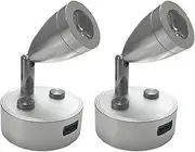 2/1PCS Silver/Black DC 12-24V Car Interior Accessories LED Reading Car Spot Lights RV Boat Caravan Motorhome Bedside Wall Lamp(2X)