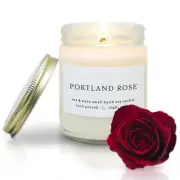 Wax & Wane Portland Rose Modern 8Oz Handmade Candle for Men and Women - Long Bur