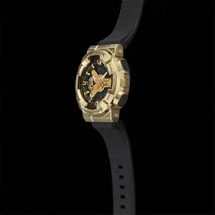 【CASIO 卡西歐】G-SHOCK 重金屬工業風雙顯錶-黑金(GM-110G-1A9)