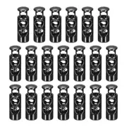 30pcs Double Holes Spring Toggle Stopper Cord Lock, Black