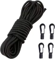 1/4" X 10' Elastic Bungee Shock Cord - Kayak Stretch String Rope with Bungee Sho