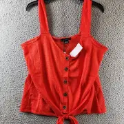 Sanctuary Golden Hour Tie Front Tank Top Women's XL Granita Front Button Closure