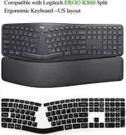 Cover Skin Compatible with Logitech Ergo K860 Split Ergonomic Silicone Keyboard