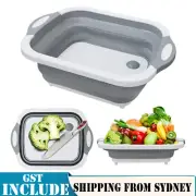 Camping Picnic Foldable Chopping Cutting Board Collapsible Strainer Basket Drain