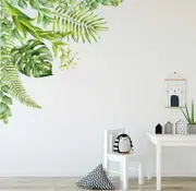 Green Tropical Leaf Corner Branch Wall Decal Nursery Kids Decor Art Sticker DIY