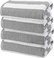Utopia Towels Cabana Stripe Beach Towels, Grey, (30 x 60 Inches) - 100% Ring Spun Cotton Large Pool Towels, Soft and Quick Dry Swim Towels (Pack of 4)