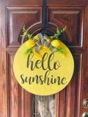 Hello Sunshine Wreaths for Front Door Sign Sunshine Lemon Design Door Decor 21”