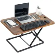 VIVO Vintage Brown Slim 32" Desktop Converter, Sit Stand Tabletop Monitor Riser