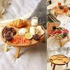 Wooden Wine Table Collapsible Long Lasting Foldable Outdoor Picnic Table Soft