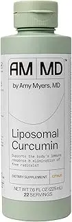 Amy Myers MD Liposomal Curcumin for A Healthy Inflammation Response - Turmeric Curcumin For Gut Health, Oxidative Stress, Help Neutralize Harmful Sgents - 5.6x Higher Absorption, Citrus Flavor 8 Fl Oz