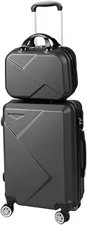 [Slimbridge] 2PCS 20" Inch Carry On Luggage Set, Suitcase 12" Hand Baggage Trolley, Travel Packing with Built-in Lock, Hard Shell Wheels Spinner Luggages Suitcases Bag Case, Dark Grey