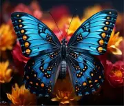 BLUE BUTTERFLY FALL FLORAL COMPUTER MOUSE PAD 9.25 X 7.75 GIFT IDEA