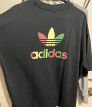 Adidas Men Graphic T Black Logo Trefoil Camo Basketball Tee Front Back Large $45